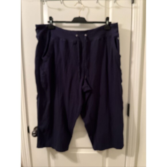 Danskin Women's Plus Size 3X Drawstring Cropped Pants Pockets Navy Blue - Picture 1 of 12